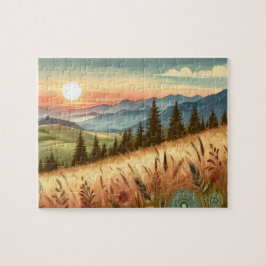 Bergwald Hügel Land Boho Natur Puzzle