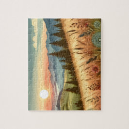 Bergwald Hügel Land Boho Natur Puzzle