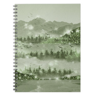 Bergwald Landschaft Seen Mixed Media Notizblock