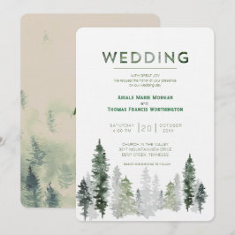 Bergwald Moderne Hochzeit Einladung