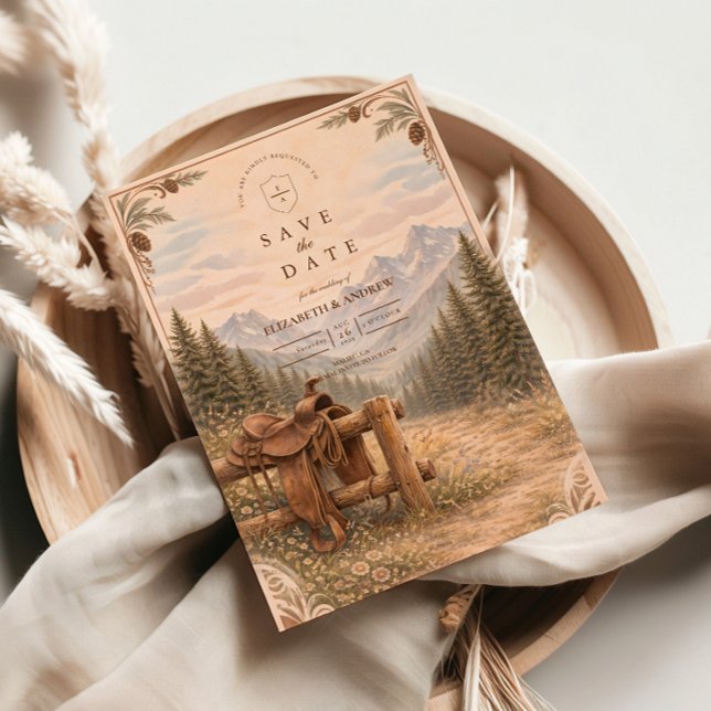 Bergwald Western Sattel Hochzeit Save The Date (Von Creator hochgeladen)