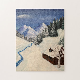 Bergwald Wilderness Malerei Puzzle