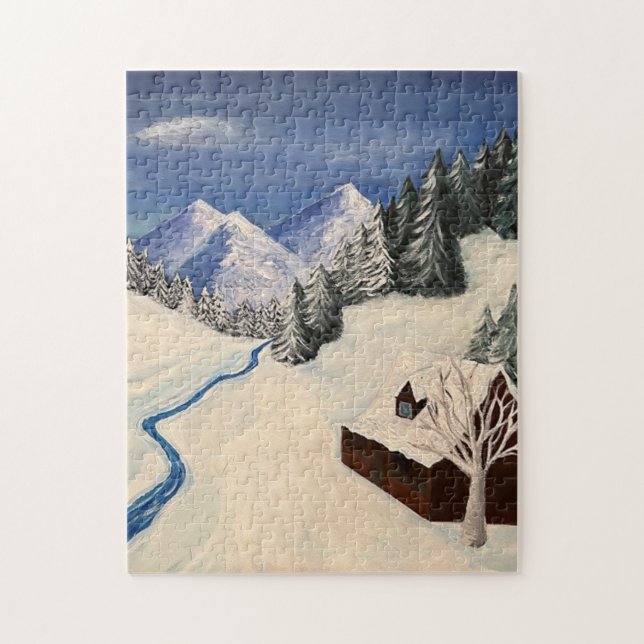 Bergwald Wilderness Malerei Puzzle (Vertikal)