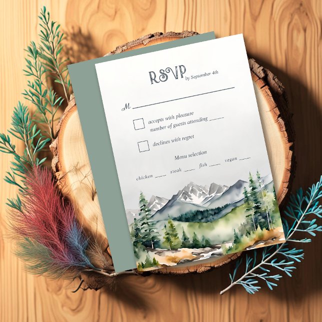 Bergwalderlebnis beginnt Rustikale Hochzeiten RSVP Karte (Von Creator hochgeladen)