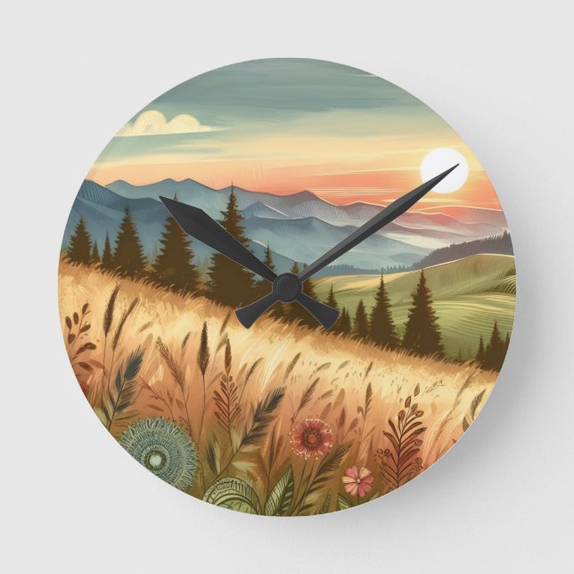 Bergwaldhügel Land Natur iPhone Case Runde Wanduhr (Vorderseite)