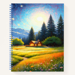 Bergwaldhütte Kunst Notizbuch