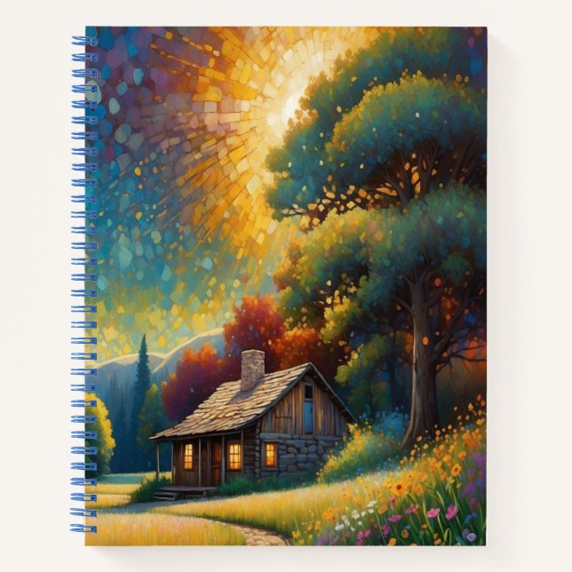 Bergwaldhütten-Kunst Notizbuch (Vorderseite)