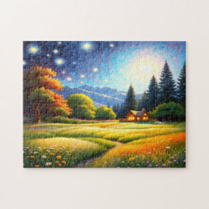 Bergwaldhütten-Kunst Puzzle