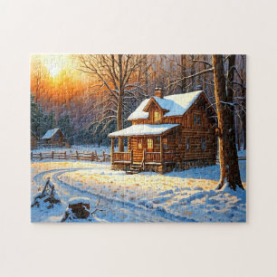 Bergwaldhütten-Kunst Puzzle