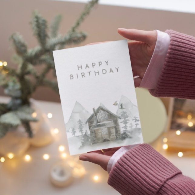 Bergwaldkabine Glückwunsch zum Geburtstag für Ihn Karte (Von Creator hochgeladen)