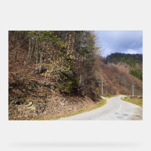 Bergwaldstraße - Wilde Natur Rumänien Acrylschild