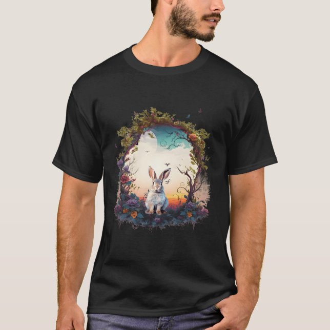 Bergwaldtiere Kaninchen Natur T-Shirt (Vorderseite)