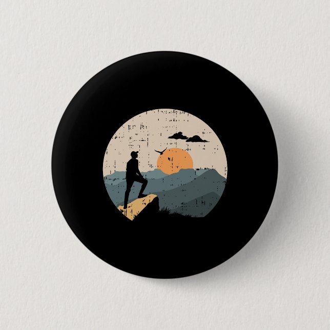 Bergwanderer Reisender Wanderer Bergsteiger  Button (Vorderseite)