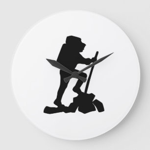 Bergwanderer Schwarze Silhouette Große Wanduhr