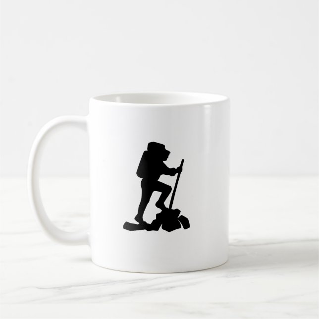 Bergwanderer Schwarze Silhouette Kaffeetasse (Links)