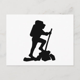 Bergwanderer Schwarze Silhouette Postkarte