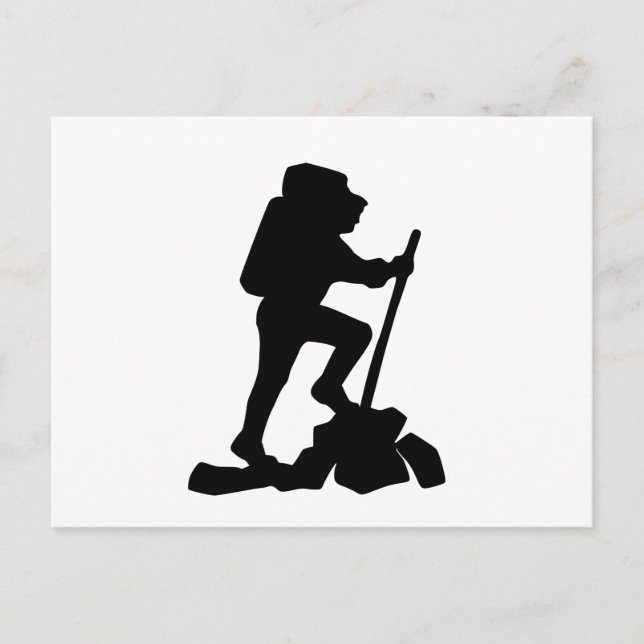 Bergwanderer Schwarze Silhouette Postkarte (Vorderseite)