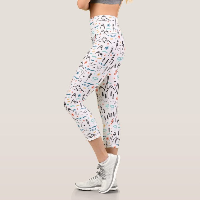 Bergwandermuster Capri Leggings (Links)