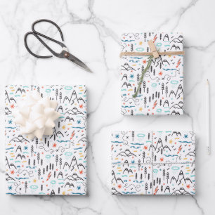 Bergwandermuster Geschenkpapier Set