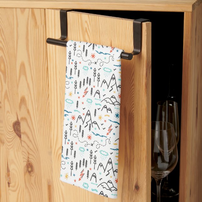 Bergwandermuster Geschirrtuch (Drittel gefaltet)