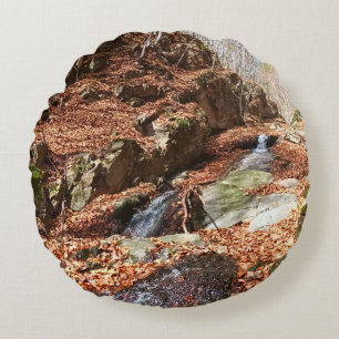 Bergwasserfall - Wilde Natur Rumänien Rundes Kissen