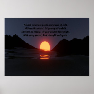 Bergwelle Ozean Sonnenuntergang Ästhetik Poster