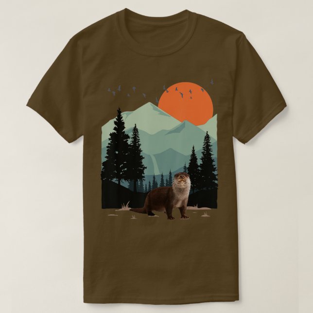 Bergwelt Abenteuer Sunset Pine Tree Sea T-Shirt (Design vorne)