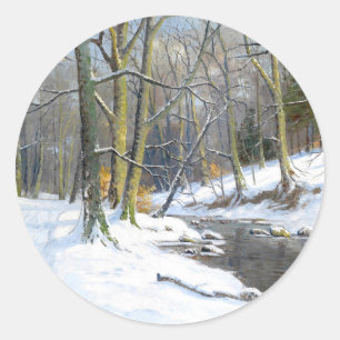 Bergwelt im Winter, Runder Aufkleber