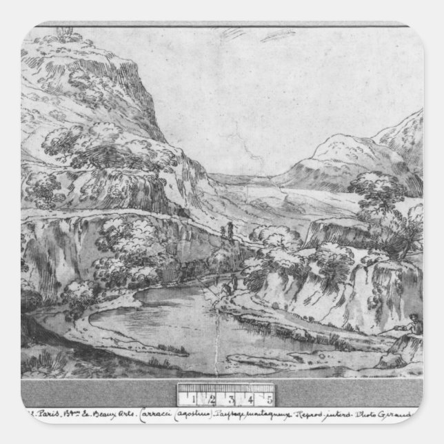 Bergwelt Quadratischer Aufkleber (Vorderseite)