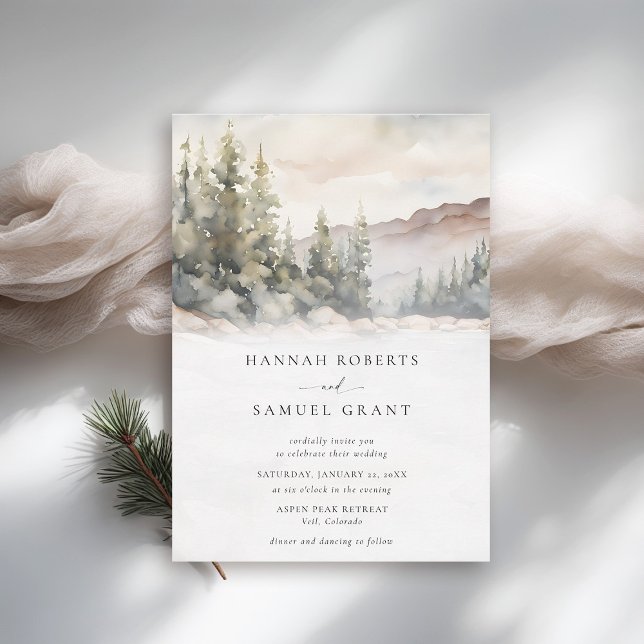 Bergwelt Szene Rocky Ridge Romantische Hochzeit Einladung (mountains wedding invitation rustic outdoors rocky ridge watercolor scene modern classy earthy )