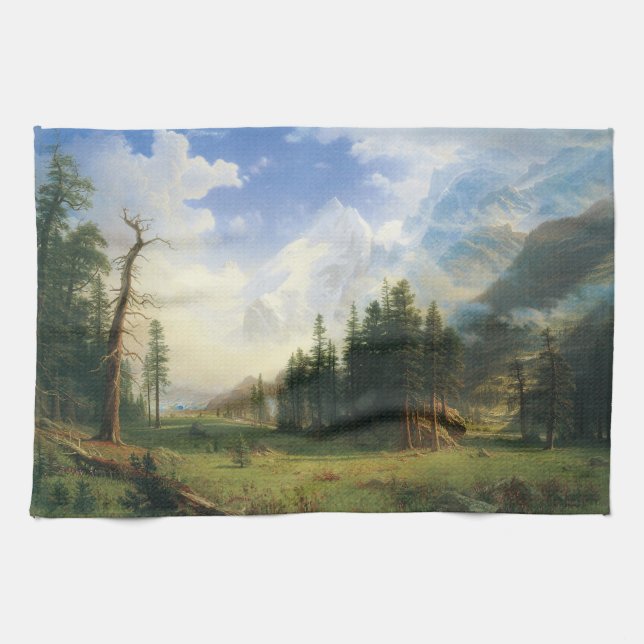 Bergwelt von Albert Bierstadt Geschirrtuch (Horizontal)