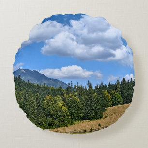 Bergwiesenlandschaft - Wilde Natur Rumänien Rundes Kissen