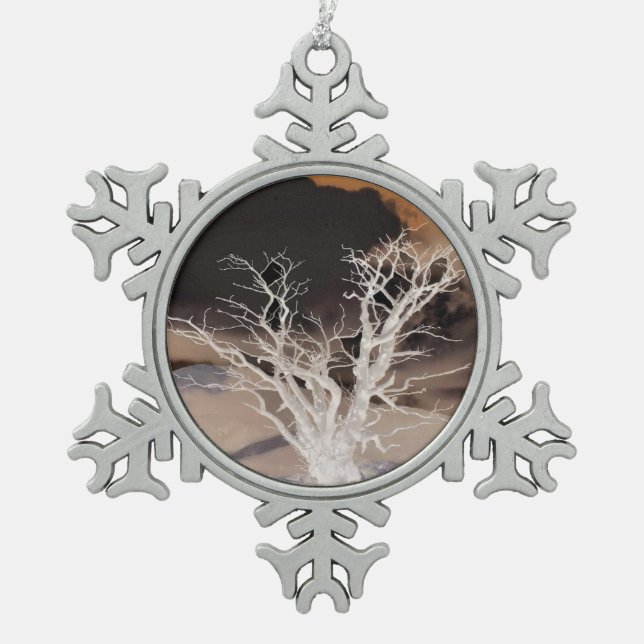 BERGWINTER SCHNEEFLOCKEN Zinn-Ornament (Vorderseite)