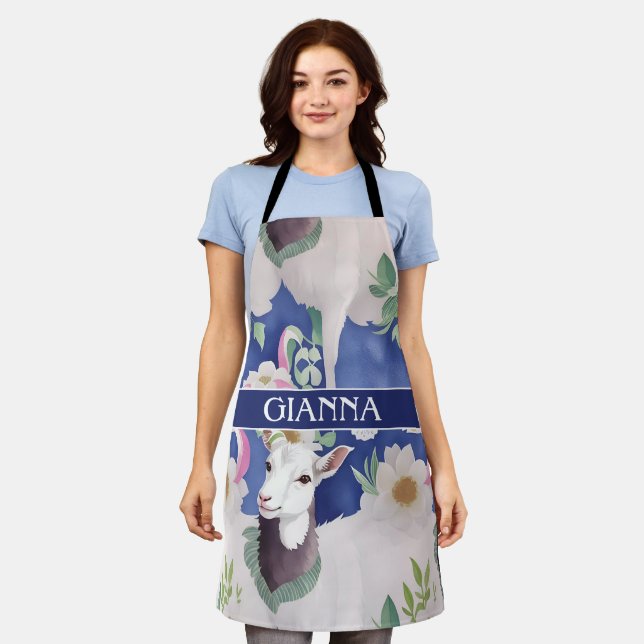 Bergziege Wasserfarbenes Muster Schürze (Getragen)