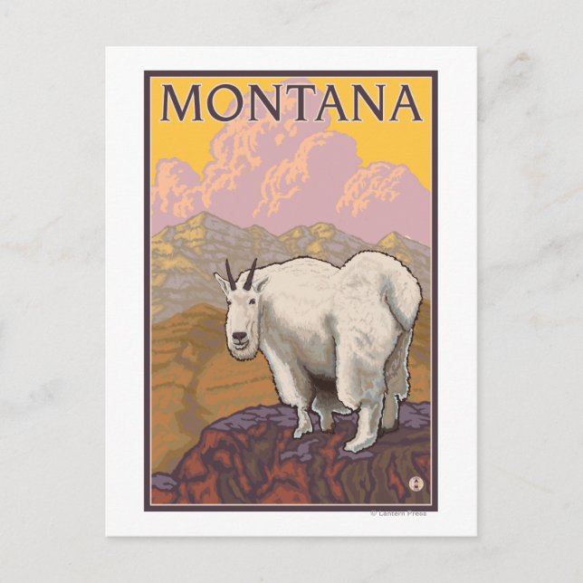 BergziegeMontanaVintage Reiseplakat Postkarte (Vorderseite)
