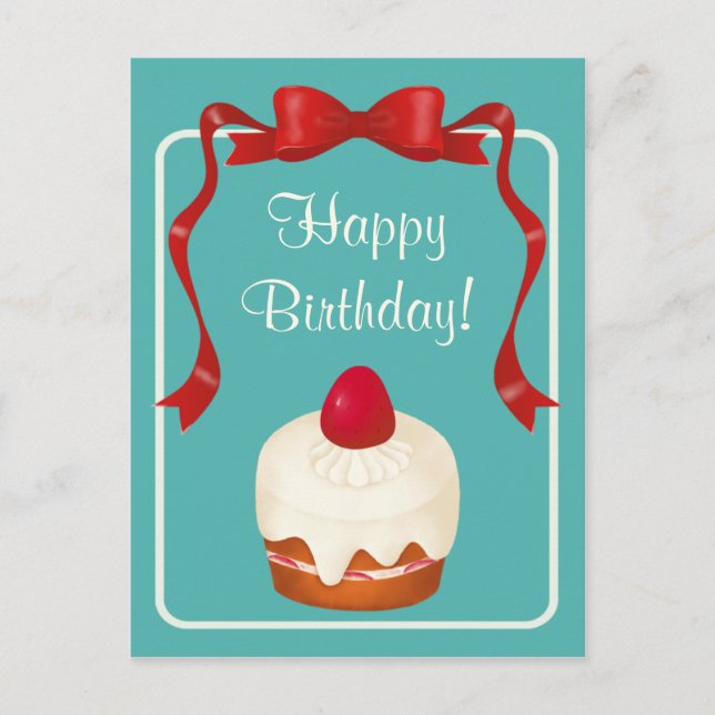 Beribboned Erdbeerkuchen-Postkarte Postkarte (Vorderseite)