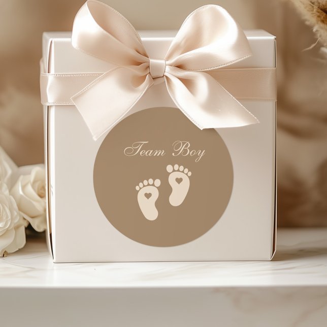 Bericht über Baby Footprints Team Boy Brown Gender Runder Aufkleber (Von Creator hochgeladen)