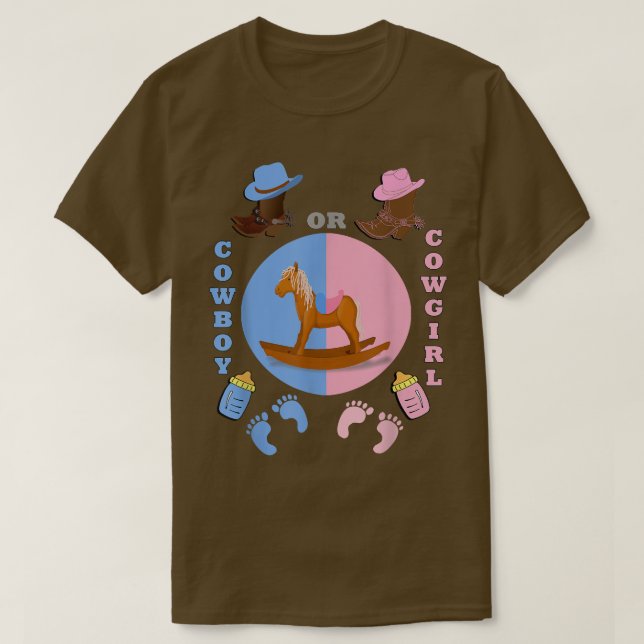 Bericht über Babydusche Cowboy oder Cowgirl Gender T-Shirt (Design vorne)