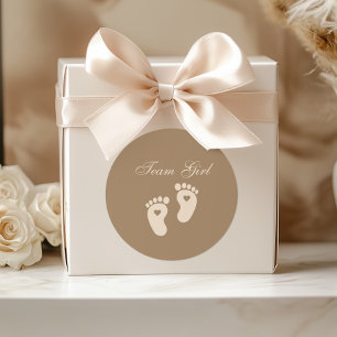 Bericht über Babyfußabdrücke von Girl Brown Gender Runder Aufkleber