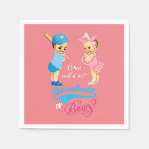 Bericht über Baseball oder Bows Pink Blue Gender Serviette