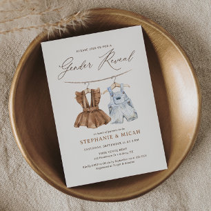 Bericht über Boho Watercolor Baby Clothes Gender Einladung