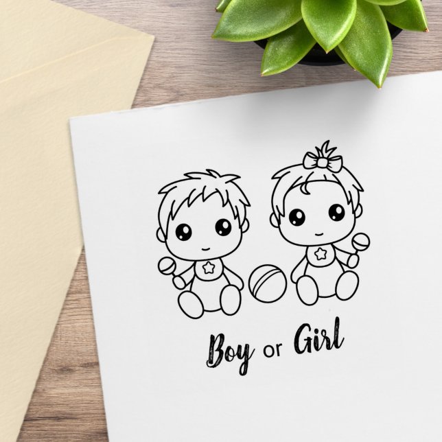 Bericht über Boy Girl Baby Shower Gender Gummistempel (Von Creator hochgeladen)