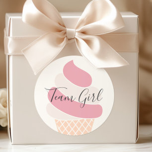 Bericht über das Farbgeschlecht von Team Girl Ice Runder Aufkleber