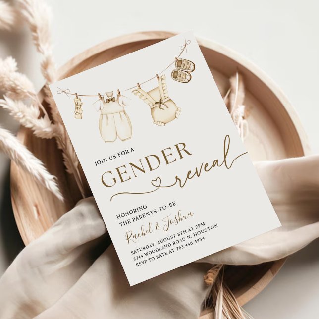 Bericht über das Geschlecht von Babykleidern mit W Einladung (Von Creator hochgeladen)