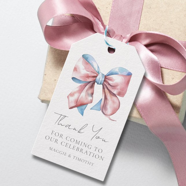 Bericht über das Geschlecht von Bow Geschenkanhänger (Bow Gender Reveal Thank You Gift Tags)