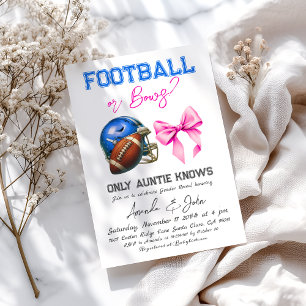 Bericht über Fußball oder Bows Blue Pink Boy Girl Einladung