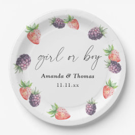 Beries Gender Reveal. Mädchen oder Junge Pappteller