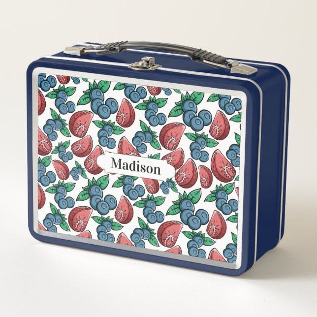 Beries Pattern individuelle Name Lunch Boxen (Vorderseite)