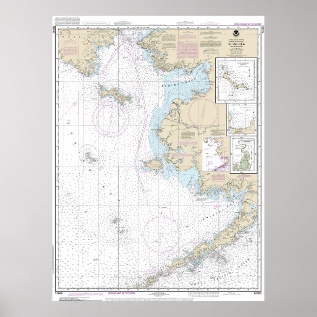 Bering Sea Eastern Teil Alaska Nautical Chart Poster (Vorne)
