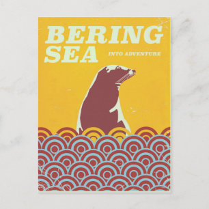 Bering Sea Vintager Stil der 1970er Jahre Abenteue Postkarte